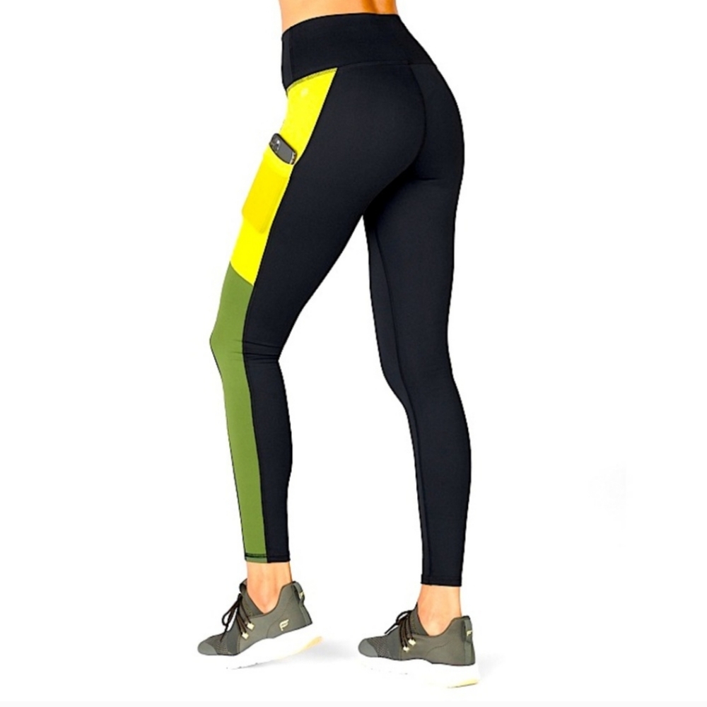 Fabletics Powerhold Black and Neon Leggings